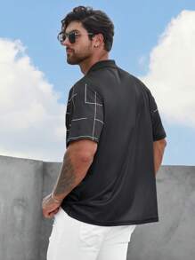 Manfinity Homme Men Plus Geo Print Polo Shirt - Black - View 2