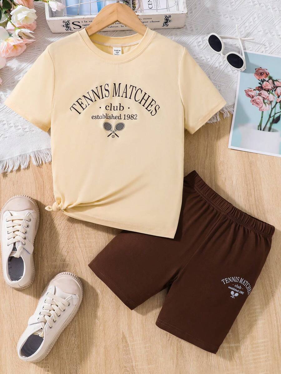 SHEIN Bộ hai mảnh Gái Lá thư Giải trí - Nhiều màu - Xem 1