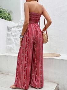 Breezaya Combinaison tube à fente latérale imprimée cachemire pour vêtements de nouvel an