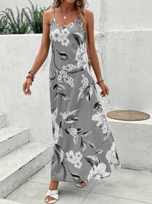 EMERY ROSE Floral Print Cami Dress - Light Grey - View 6
