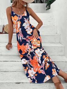 SHEIN LUNE Summer Floral Sleeveless Easter Women's Dress - Blue - View 6