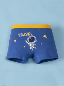 Young Boy 4pcs Astronaut & Rocket Print Boxer Brief - Multicolor - View 3