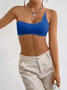 SHEIN ICON 單肩短款上衣 - 藍色 - 查看 4