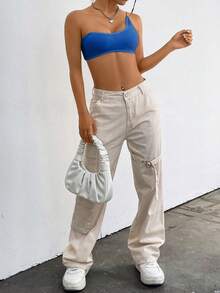 SHEIN ICON 單肩短款上衣 - 藍色 - 查看 5