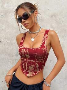 SHEIN ICON Hình & Slogan Đồ họa Bandana Hem Crop Top MÃI MƠ MẶT TRỜI CỦA RIÊNG BẠN Chúng ta can đảm lẫn nhau MIỄN PHÍ NĂNG LƯỢNG CỦA BẠN CHO TÔI MỘT MOΜΕΑ - Nhiều màu - Xem 5