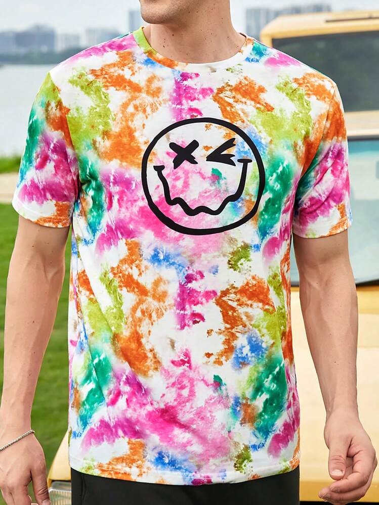 Manfinity RebelGame Casual Spotprent Tie dye Heren T-shirts en tanks - Veel kleurig - Bekijken 1