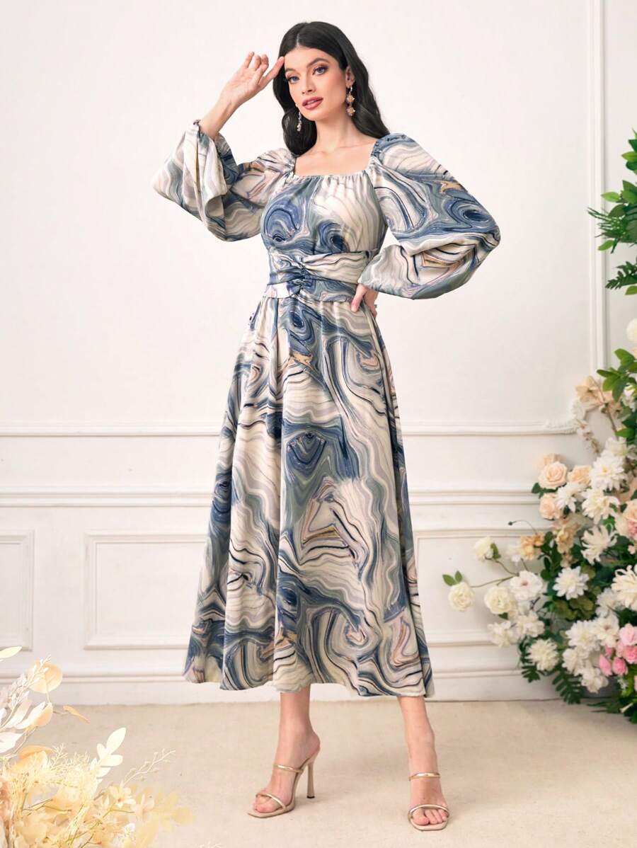 Modelyn Đầm Xù Dây kéo Đá hoa Thanh lịch - Nhiều màu - Xem 1