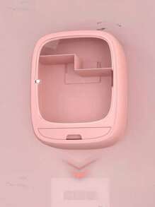 Punch Free Multifunctional Storage Box, 1pc Wall-mounted Cosmetic Storage Organizer, Dust-proof Makeup Container, Lotion Cosmetic Organizer With Clear Cover & 1 Drawer, Bathroom Organizer For Cosmetic, Jewelry, Hair Clips-Pink - Pink - View 3