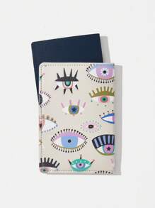 solmariart Hộp đựng hộ chiếu họa tiết mắt kỳ nghỉ PU Bifold - Nhiều màu - Xem 2