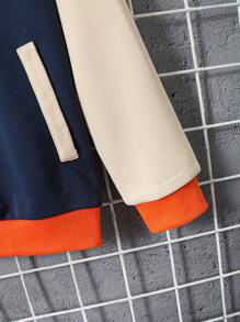 SHEIN 男大童字母圖案撞色學院風夾克不帶T恤 - 彩色 - 查看 3