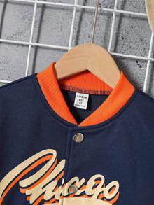 SHEIN 男大童字母圖案撞色學院風夾克不帶T恤 - 彩色 - 查看 6