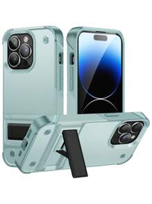 Anti-fall Phone Case With Foldable Holder - Mint Green - View 1