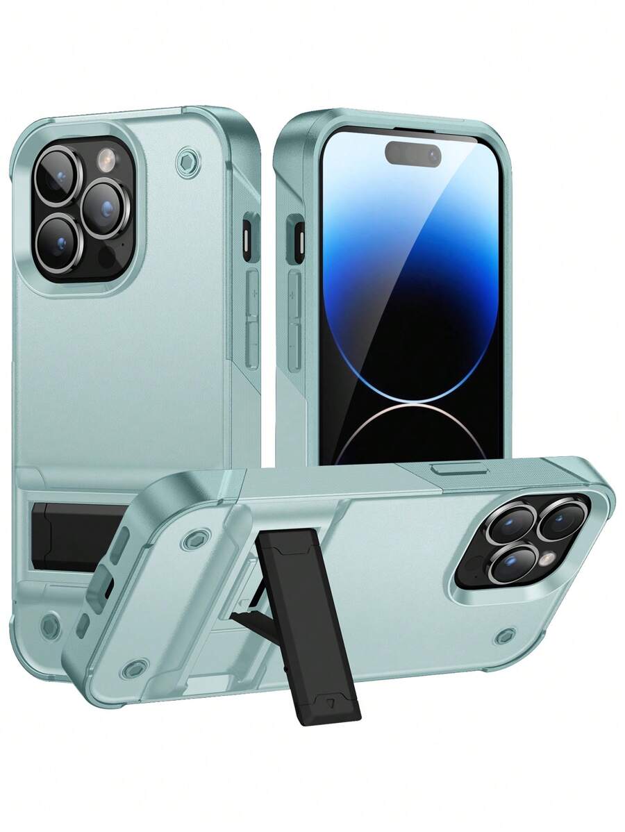 Anti-fall Phone Case With Foldable Holder - Mint Green - View 1