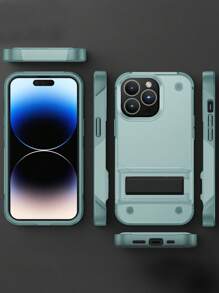 Anti-fall Phone Case With Foldable Holder - Mint Green - View 2