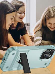 Anti-fall Phone Case With Foldable Holder - Mint Green - View 5