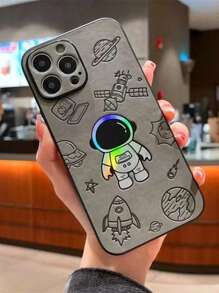 膚質二合一太空人雷射手機殼相容 Iphone 15 Pro Max/15 Pro/iphone 14 Pro Max/13 Pro Max/13/12 Pro Max/11 - 淺灰色 - 查看 1