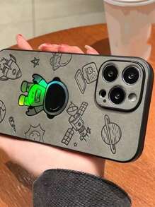 膚質二合一太空人雷射手機殼相容 Iphone 15 Pro Max/15 Pro/iphone 14 Pro Max/13 Pro Max/13/12 Pro Max/11 - 淺灰色 - 查看 3