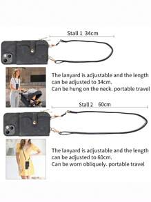 Plain PC Phone Case With Lanyard & Wallet - Black - View 9