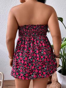 SHEIN Holidaya Plus Allover Floral Print Tube Top - Multicolor - View 3