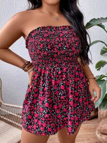 SHEIN Holidaya Plus Allover Floral Print Tube Top - Multicolor - View 5