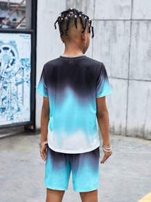 SHEIN Leap Crew Tween Boy Ombre Tee & Shorts - Multicolor - View 2