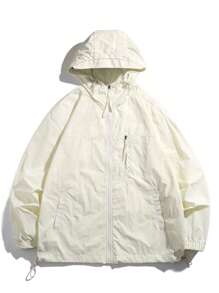 Manfinity Hypemode Ngoại cỡ Nam áo có mũ Áo khoác Với dây kéo Khép kín Và Viền kéo ra - Màu be - Xem 1