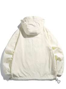 Manfinity Hypemode Ngoại cỡ Nam áo có mũ Áo khoác Với dây kéo Khép kín Và Viền kéo ra - Màu be - Xem 2