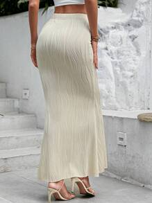 Chiquease Falda con bajo de sirena con textura de ondas de agua para mujeres, otoño - Albaricoque - Ver 2