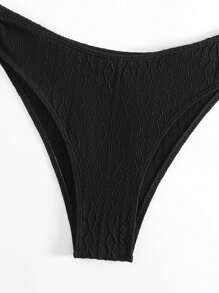 素色單肩比基尼泳裝 - 黑色 - 查看 7