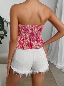 Breezaya 佩斯利印花手帕下擺抹胸上衣 - 彩色 - 查看 2