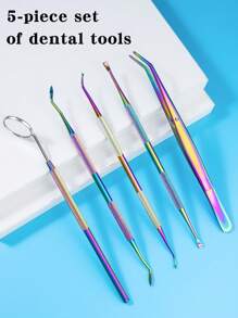 1 set palillos de dientes de metal de acero inoxidable limpieza bucal hilo dental portátil palillo de dientes limpiador de dientes con tubo de almacenamiento de viaje - Multicolor - Ver 2