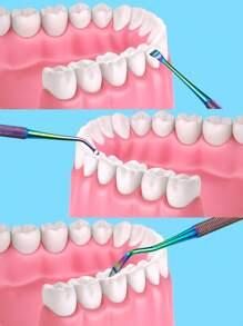 1 set palillos de dientes de metal de acero inoxidable limpieza bucal hilo dental portátil palillo de dientes limpiador de dientes con tubo de almacenamiento de viaje - Multicolor - Ver 4