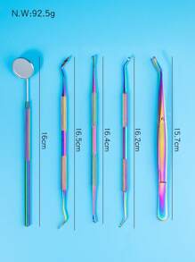 1 set palillos de dientes de metal de acero inoxidable limpieza bucal hilo dental portátil palillo de dientes limpiador de dientes con tubo de almacenamiento de viaje - Multicolor - Ver 6