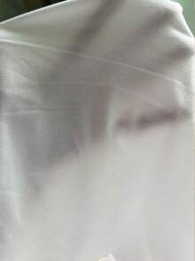 SHEIN Qutie 標語圖案撞色滾邊短款T恤 - 白色 - 查看 7