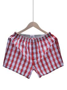 Hombres Calzoncillos boxer con estampado de cuadros - Rojo y blanco - Ver 1