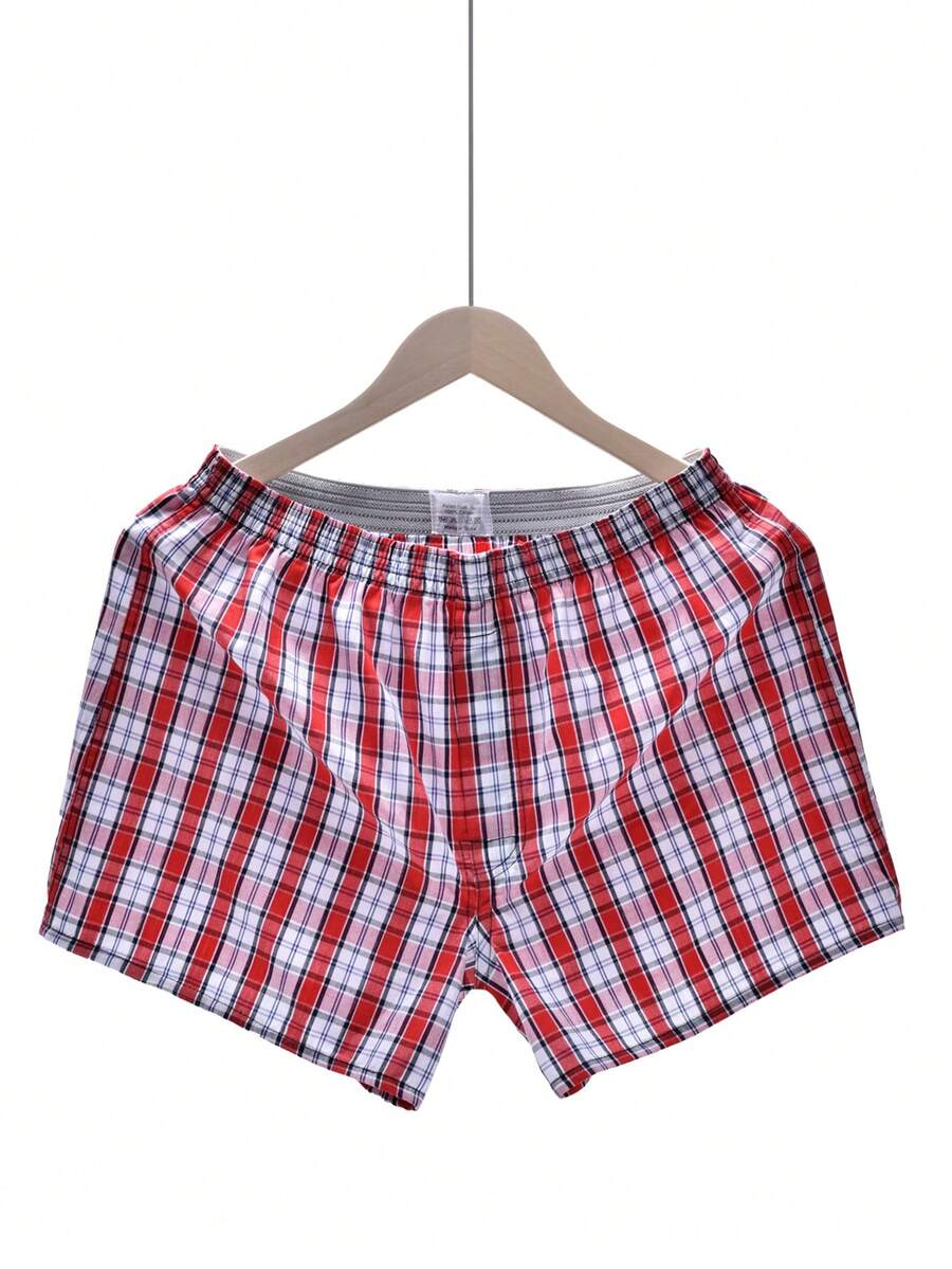 Hombres Calzoncillos boxer con estampado de cuadros - Rojo y blanco - Ver 1