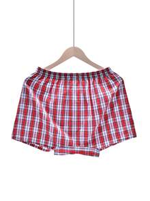 Hombres Calzoncillos boxer con estampado de cuadros - Rojo y blanco - Ver 2
