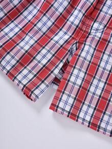 Hombres Calzoncillos boxer con estampado de cuadros - Rojo y blanco - Ver 4