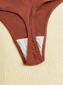 5 paquetes Tangas de punto acanalado con parche de letra sexy