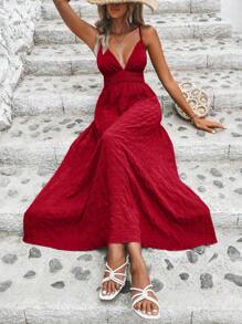Breezaya Vestido camisero de espalda descubierta con cruce en el frente, vestido largo para uso en vacaciones, playa y Año Nuevo para mujeres
