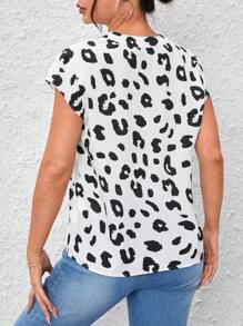 SHEIN Privé 滿版印花缺口領襯衫 - 白色 - 查看 2