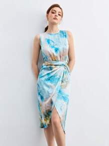 BizChic 大理石紋圖案前扭結連衣裙 - 彩色 - 查看 3