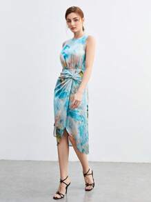 BizChic 大理石紋圖案前扭結連衣裙 - 彩色 - 查看 5