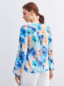 BizChic 印花燈籠袖襯衫工作服