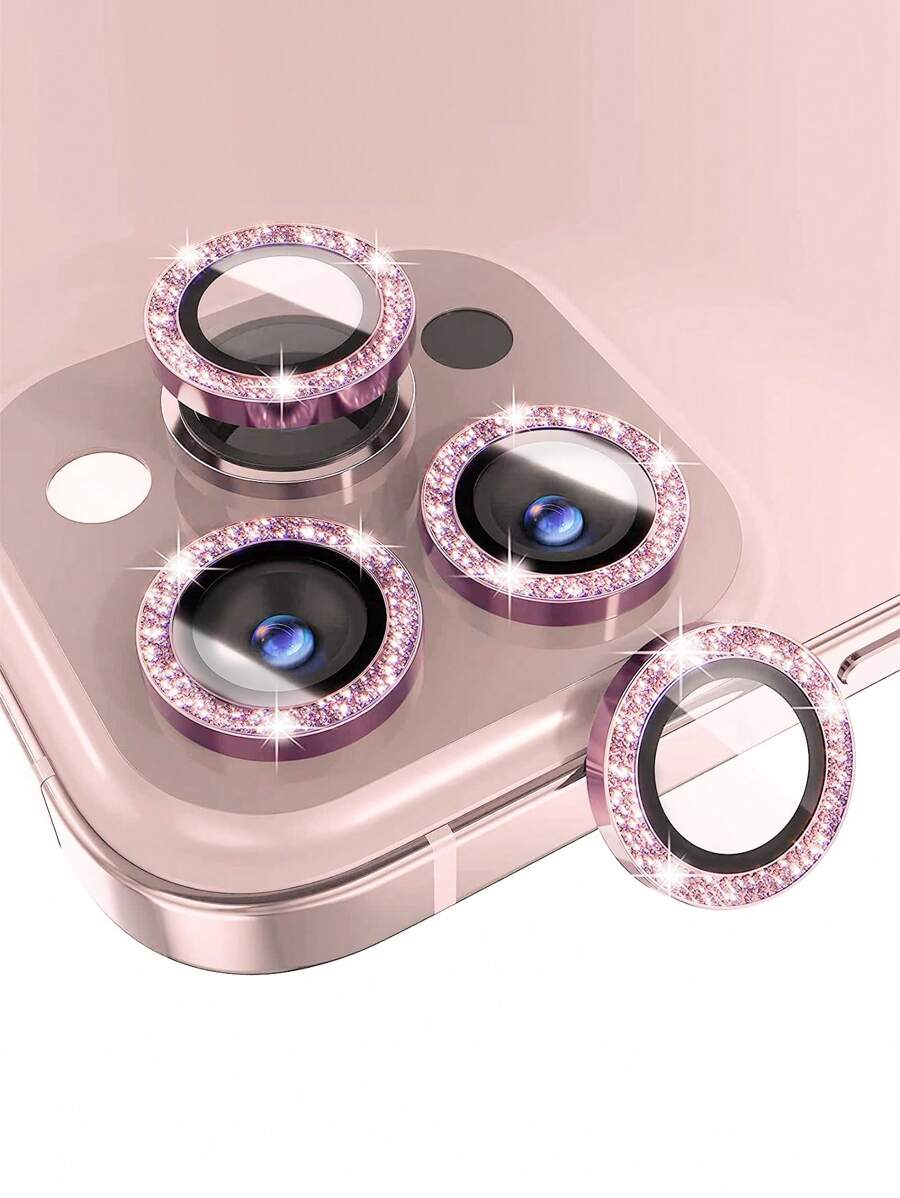 Bảo vệ ống kính lấp lánh Tương thích với iPhone 15/15Pro/15Plus/15Promax - Màu Hồng baby - Xem 1