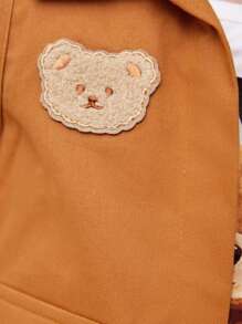 SHEIN Leap Crew 男嬰翻蓋細節夾克背心和短褲和卡通圖案T恤 - 棕色 - 查看 9