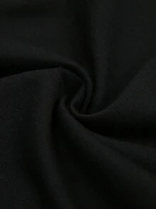 INAWLY Plus Size Women Letter Print Drawstring Waist Casual Loose Shorts - Black - View 5