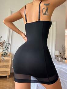 Contrast Mesh Underwire Cami Shapewear Slip Dress