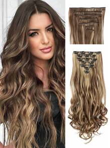 7入組夾片長款小波浪合成纖維接髮 - 彩色 - 查看 1