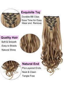 7入組夾片長款小波浪合成纖維接髮 - 彩色 - 查看 4